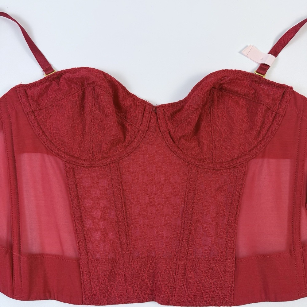 Victoria's Secret Very Sexy VS Archives Monogram Red Corset Top 32C NWT